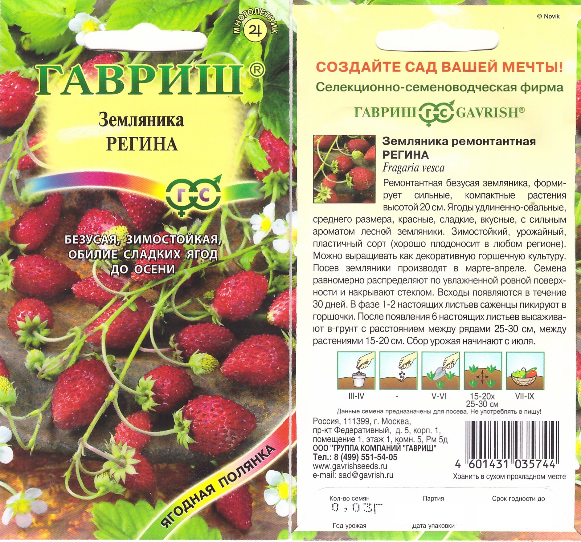 Земляника Регина 0,03г (ремонтантная, компактная)