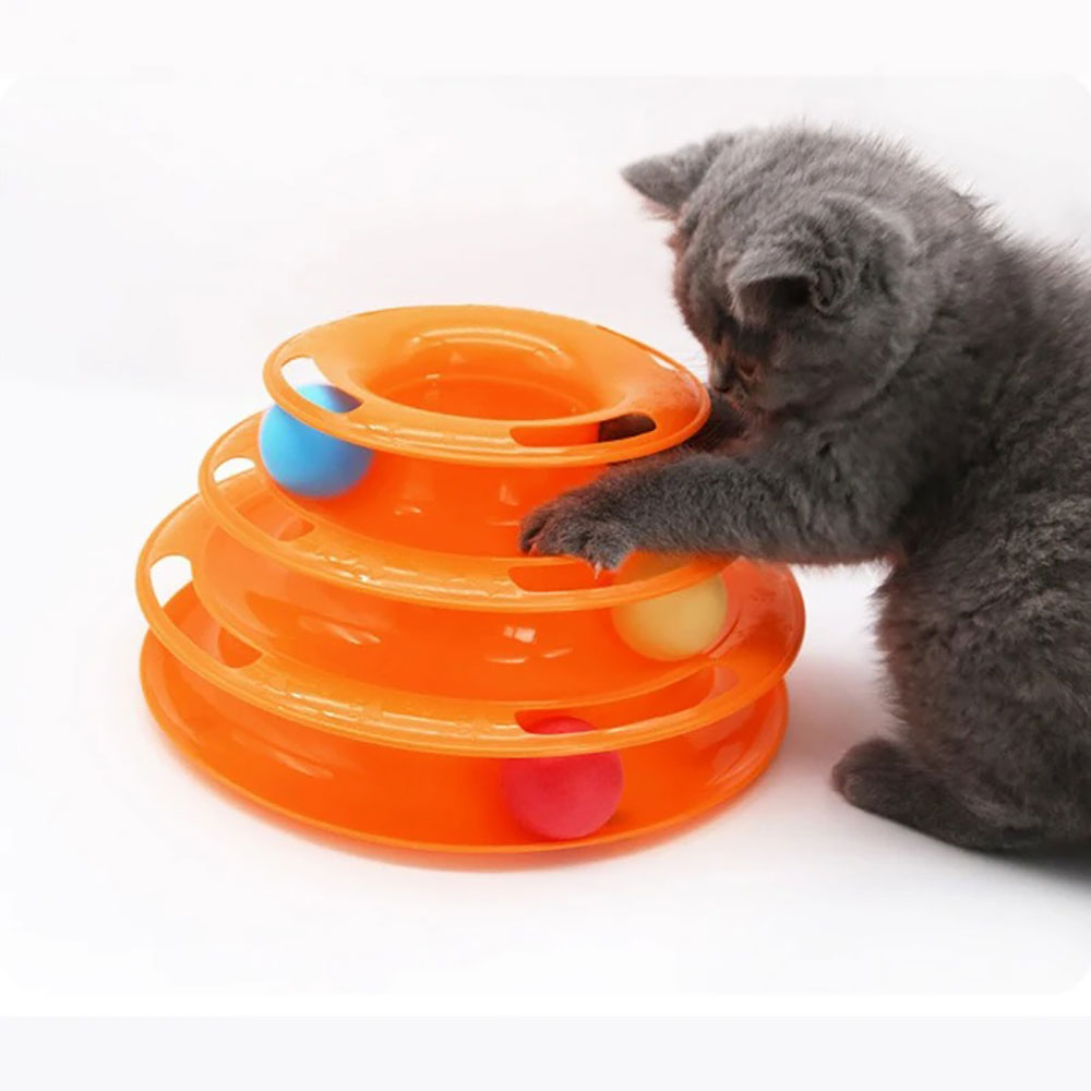 Трек игровой для кошек Трехуровневый с шарами,пластиковый