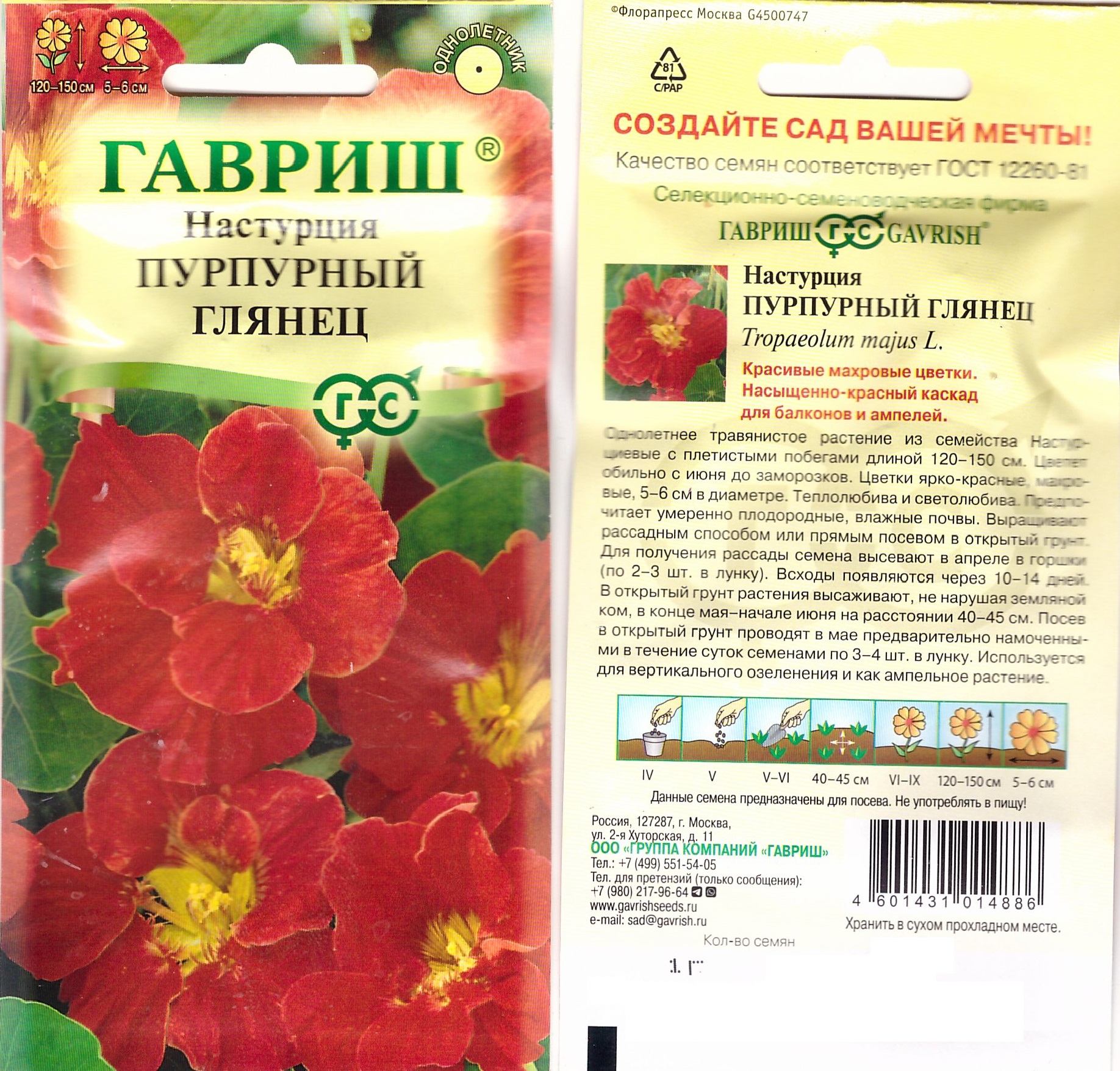 Настурция Пурпурный глянец 1г