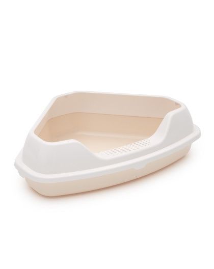 Туалет для кошек угловой с бортом бежевый М8653