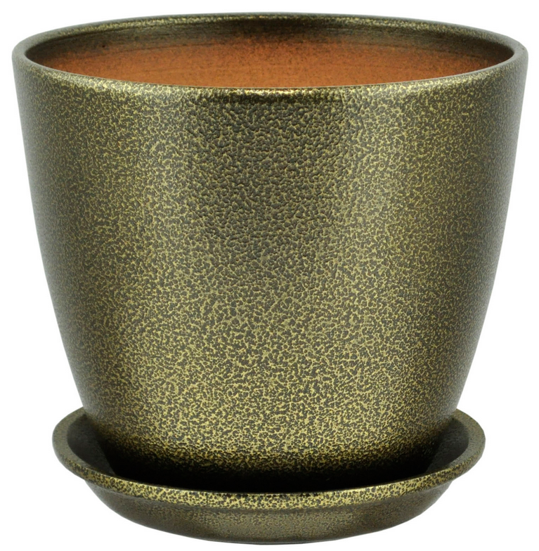 Кашпо Бутон Глянец черн/золот 21см